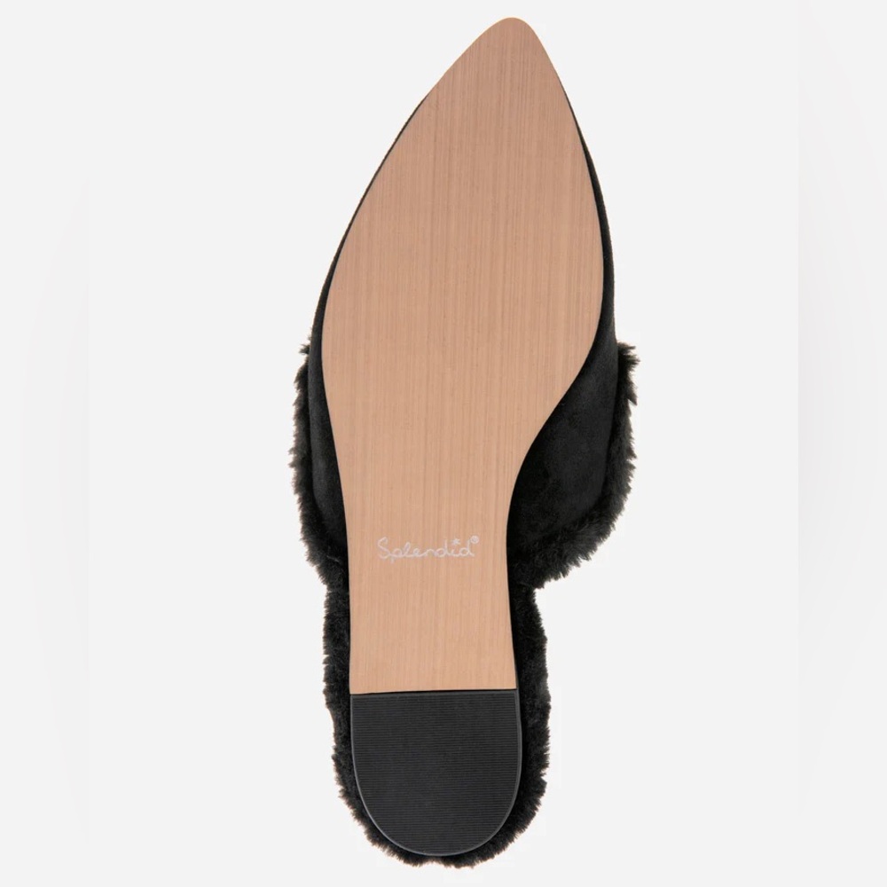 Splendid Liza Sherpa Women's Black Fur Shearling Mules, Size 10, New In Box - Picture 2 of 7